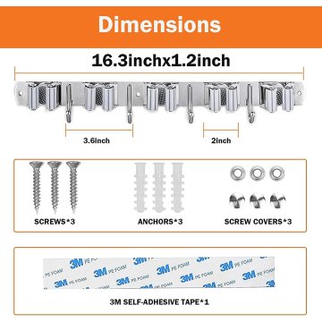 ⭐ Soporte Organizador Escobas Acero Inoxidable Multiusos