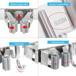 ⭐ Soporte Organizador Escobas Acero Inoxidable Multiusos