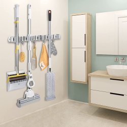 ⭐ Soporte Organizador Escobas Acero Inoxidable Multiusos