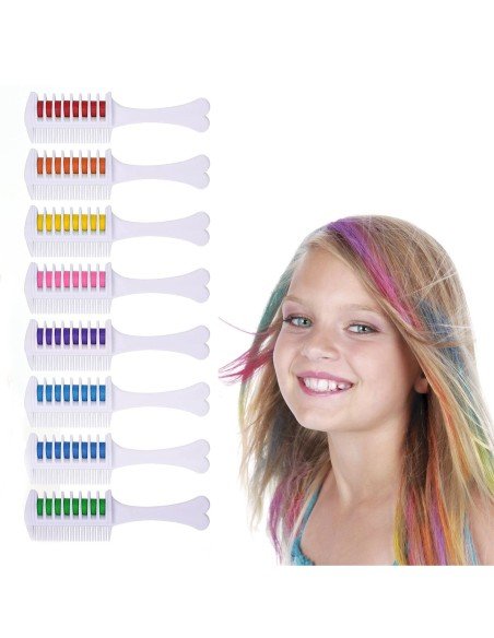 ⭐ Set x6 Peine De Tiza Para Cabello Tinte Temporal Brillante