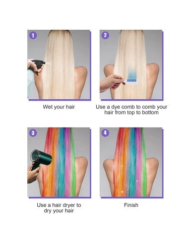 ⭐ Set x6 Peine De Tiza Para Cabello Tinte Temporal Brillante