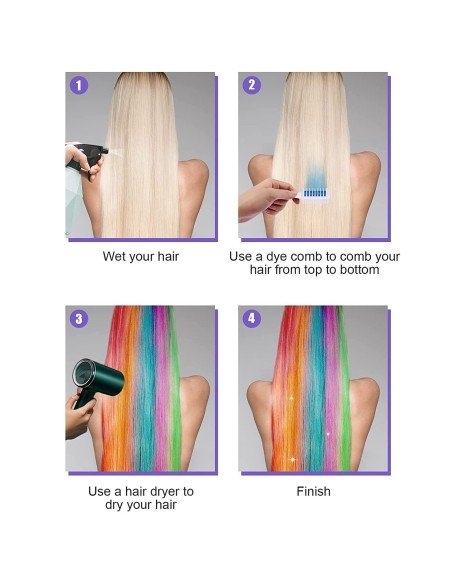 ⭐ Set x6 Peine De Tiza Para Cabello Tinte Temporal Brillante