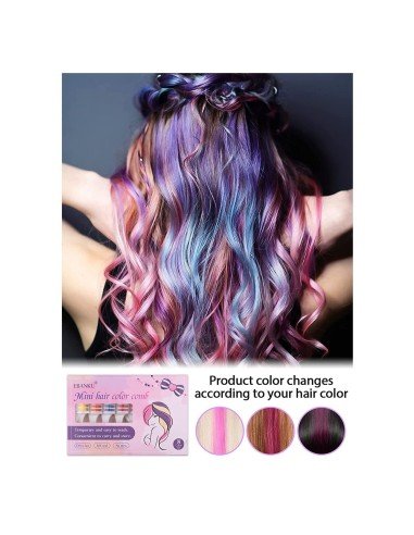 ⭐ Set x6 Peine De Tiza Para Cabello Tinte Temporal Brillante