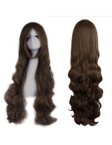 ⭐ Peluca Cosplay Ondulada 80cm Kanekalon Cafe