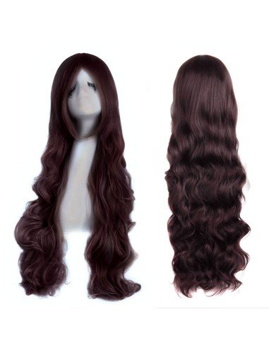 ⭐ Peluca Cosplay Ondulada 80cm Kanekalon Cafe