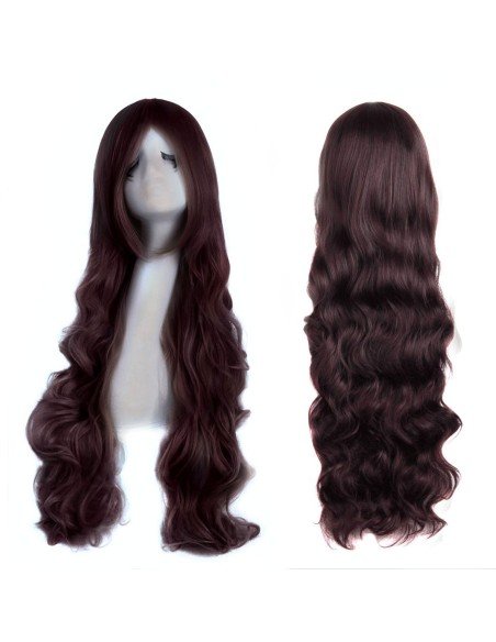 ⭐ Peluca Cosplay Ondulada 80cm Kanekalon Cafe