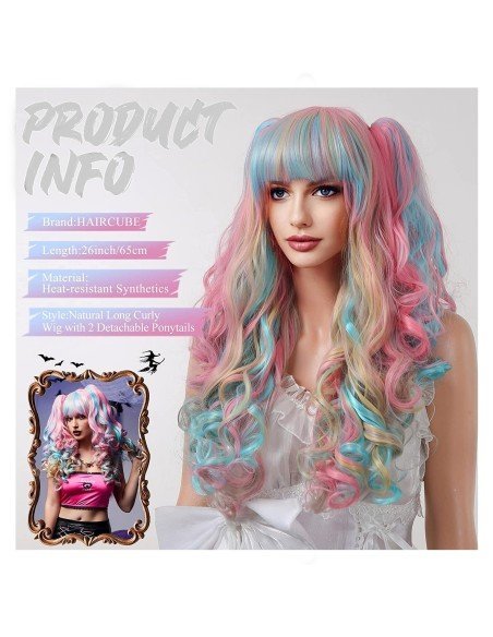 ⭐ Peluca Miku Cosplay Lolitas Anime Bicolor con colitas de 70cm ⭐ Peluca Miku Cosplay Lolitas Anime Bicolor con colitas de 70cm