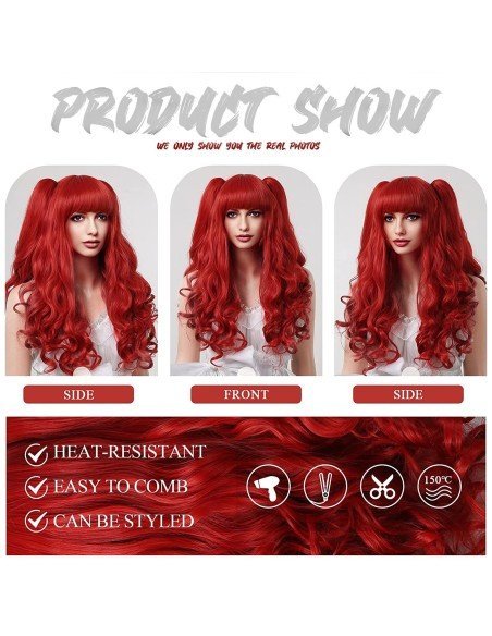 ⭐ Peluca Miku Cosplay Lolitas Anime Bicolor con colitas de 70cm