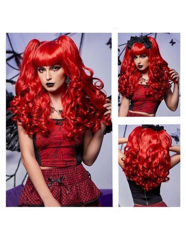 ⭐ Peluca Miku Cosplay Lolitas Anime Bicolor con colitas de 70cm