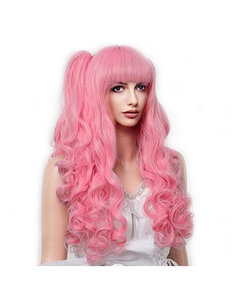 ⭐ Peluca Miku Cosplay Lolitas Anime Bicolor con colitas de 70cm