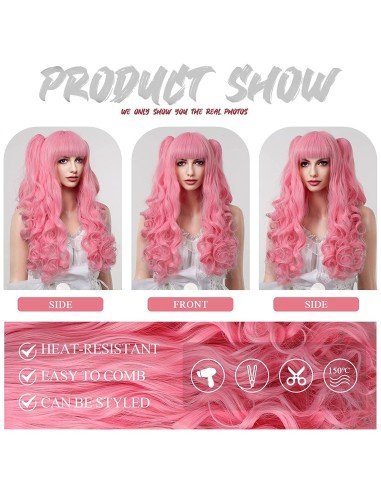 ⭐ Peluca Miku Cosplay Lolitas Anime Bicolor con colitas de 70cm