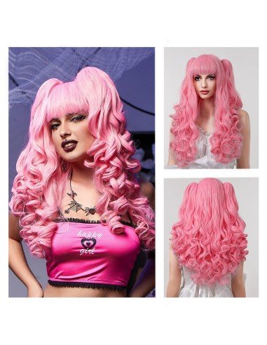 ⭐ Peluca Miku Cosplay Lolitas Anime Bicolor con colitas de 70cm