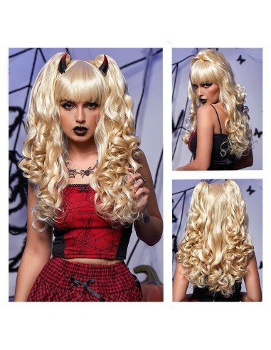 ⭐ Peluca Miku Cosplay Lolitas Anime Bicolor con colitas de 70cm
