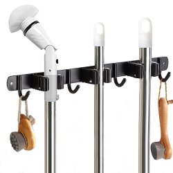 ⭐ Soporte Organizador Escobas Acero Inoxidable Multiusos
