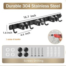 ⭐ Soporte Organizador Escobas Acero Inoxidable Multiusos