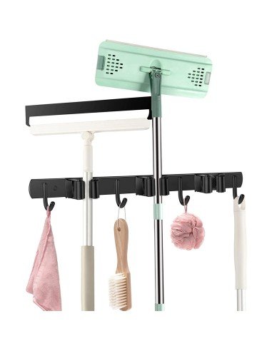 ⭐ Soporte Organizador Escobas Acero Inoxidable Multiusos