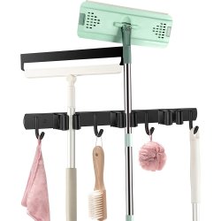 ⭐ Soporte Organizador Escobas Acero Inoxidable Multiusos