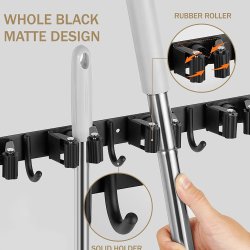 ⭐ Soporte Organizador Escobas Acero Inoxidable Multiusos