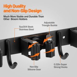 ⭐ Soporte Organizador Escobas Acero Inoxidable Multiusos