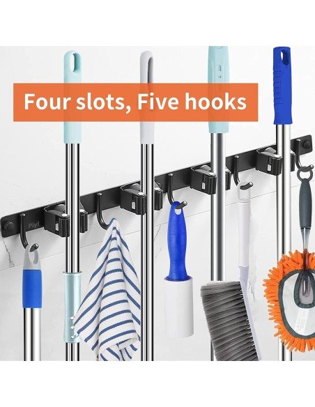 ⭐ Soporte Organizador Escobas Acero Inoxidable Multiusos ⭐ Soporte Organizador Escobas Acero Inoxidable Multiusos