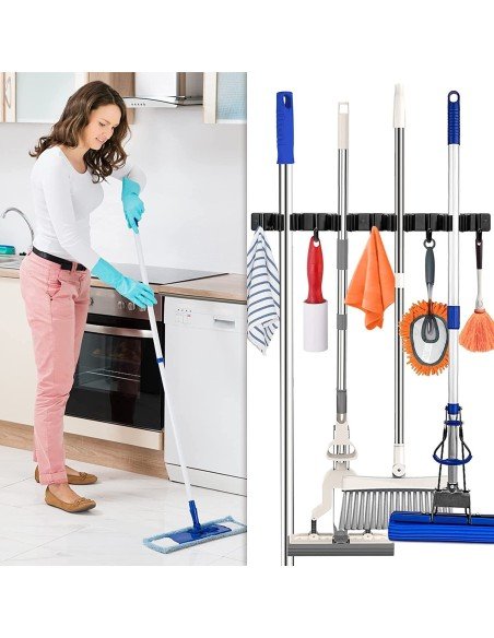 ⭐ Soporte Organizador Escobas Acero Inoxidable Multiusos ⭐ Soporte Organizador Escobas Acero Inoxidable Multiusos