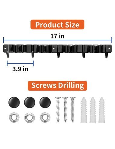 ⭐ Soporte Organizador Escobas Acero Inoxidable Multiusos