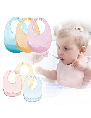 ✨ Kit x3 Baberos de Silicona Baby Bib divertidos estampados pra tu bebé