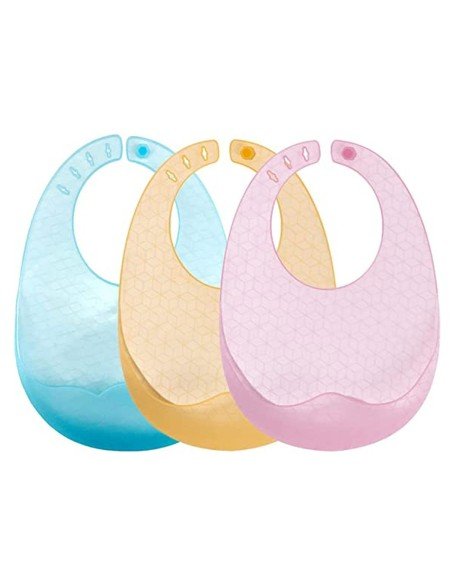 ✨ Kit x3 Baberos de Silicona Baby Bib divertidos estampados pra tu bebé