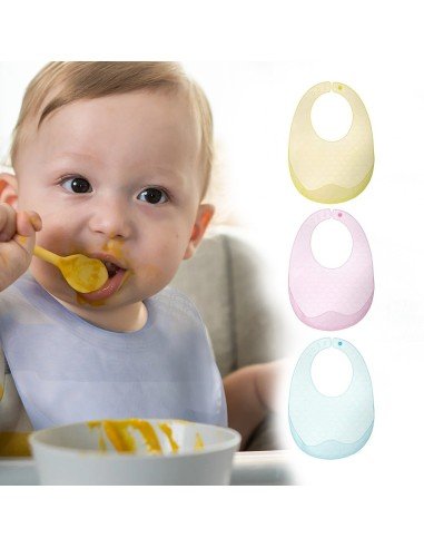 ✨ Kit x3 Baberos de Silicona Baby Bib divertidos estampados pra tu bebé