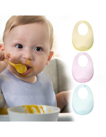 ✨ Kit x3 Baberos de Silicona Baby Bib divertidos estampados pra tu bebé