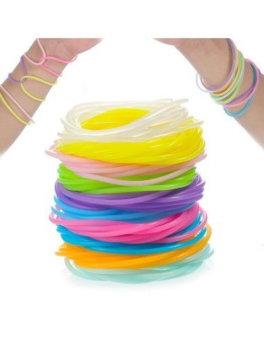 ⭐ Gummy bands Kit de 12 Pulseras Neón brillan luz UV ideal fiesta glow