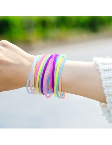 ⭐ Gummy bands Kit de 12 Pulseras Neón brillan luz UV ideal fiesta glow