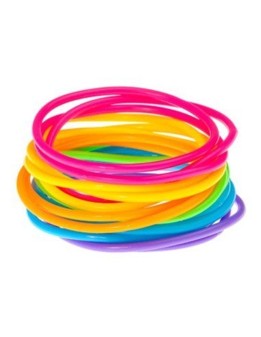 Gummy bands Kit de 6 Pulseras Neón brillan con luz UV ideal fiesta glow