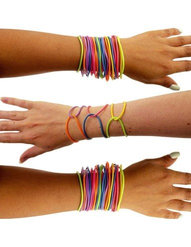 ⭐ Gummy bands Kit de 12 Pulseras Neón brillan luz UV ideal fiesta glow