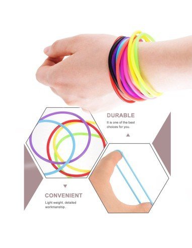 ⭐ Gummy bands Kit de 12 Pulseras Neón brillan luz UV ideal fiesta glow