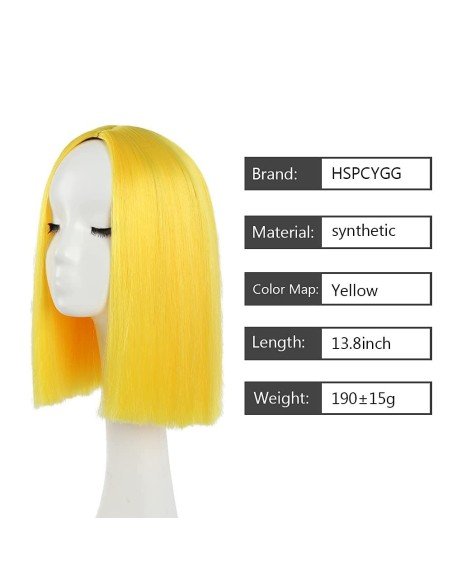 ⭐  Peluca Corta Kanekalon Corte Recto Apariencia Natural