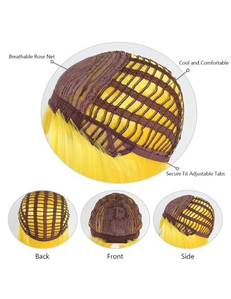 ⭐  Peluca Corta Kanekalon Corte Recto Apariencia Natural