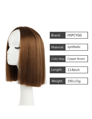 ⭐  Peluca Corta Kanekalon Corte Recto Apariencia Natural