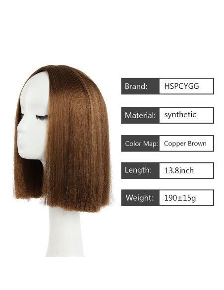 ⭐  Peluca Corta Kanekalon Corte Recto Apariencia Natural