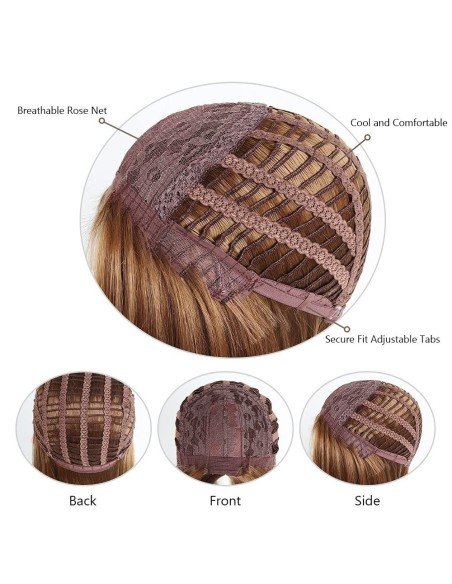 ⭐  Peluca Corta Kanekalon Corte Recto Apariencia Natural