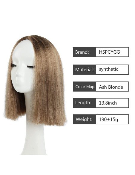 ⭐  Peluca Corta Kanekalon Corte Recto Apariencia Natural