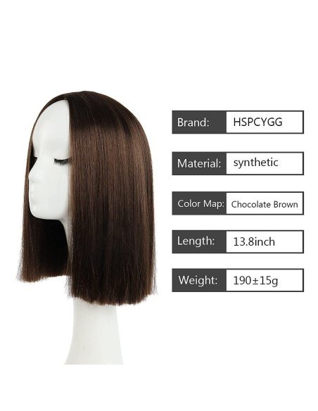 ⭐  Peluca Corta Kanekalon Corte Recto Apariencia Natural