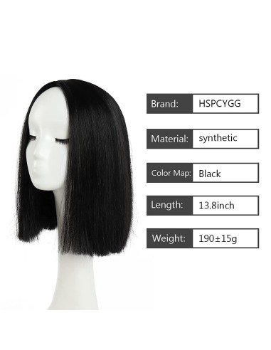 ⭐  Peluca Corta Kanekalon Corte Recto Apariencia Natural