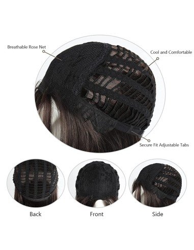 ⭐  Peluca Corta Kanekalon Corte Recto Apariencia Natural