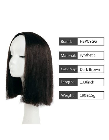 ⭐  Peluca Corta Kanekalon Corte Recto Apariencia Natural