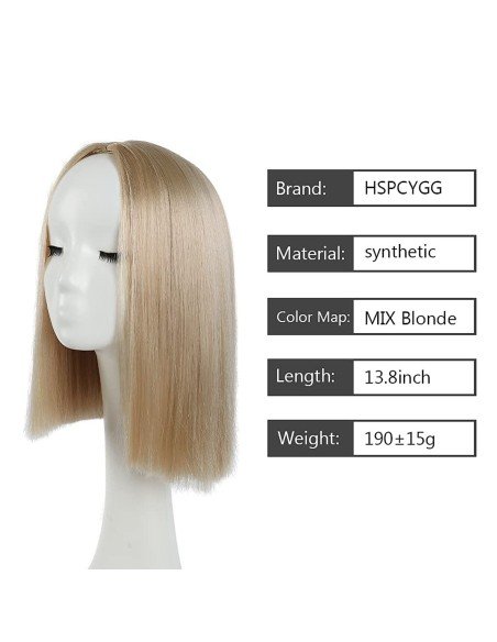 ⭐  Peluca Corta Kanekalon Corte Recto Apariencia Natural