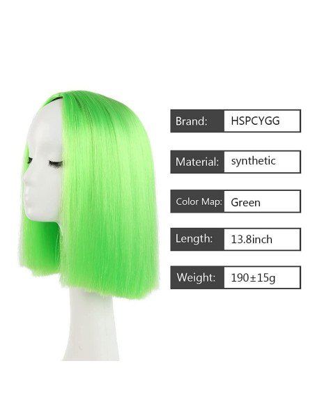 ⭐  Peluca Corta Kanekalon Corte Recto Apariencia Natural