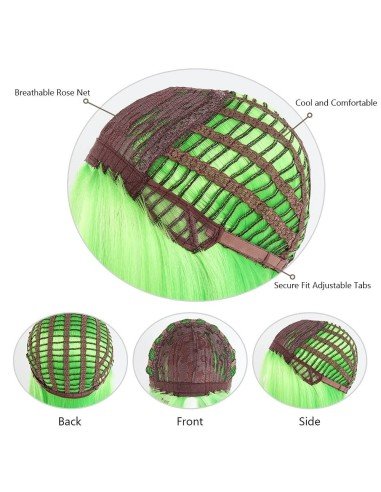 ⭐  Peluca Corta Kanekalon Corte Recto Apariencia Natural