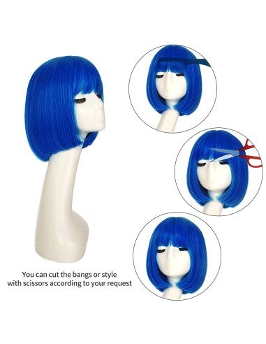 ⭐  Peluca Corta Bob en Fibras Ideal para Fiesta y Carnaval