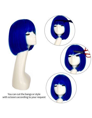 ⭐  Peluca Corta Bob en Fibras Ideal para Fiesta y Carnaval